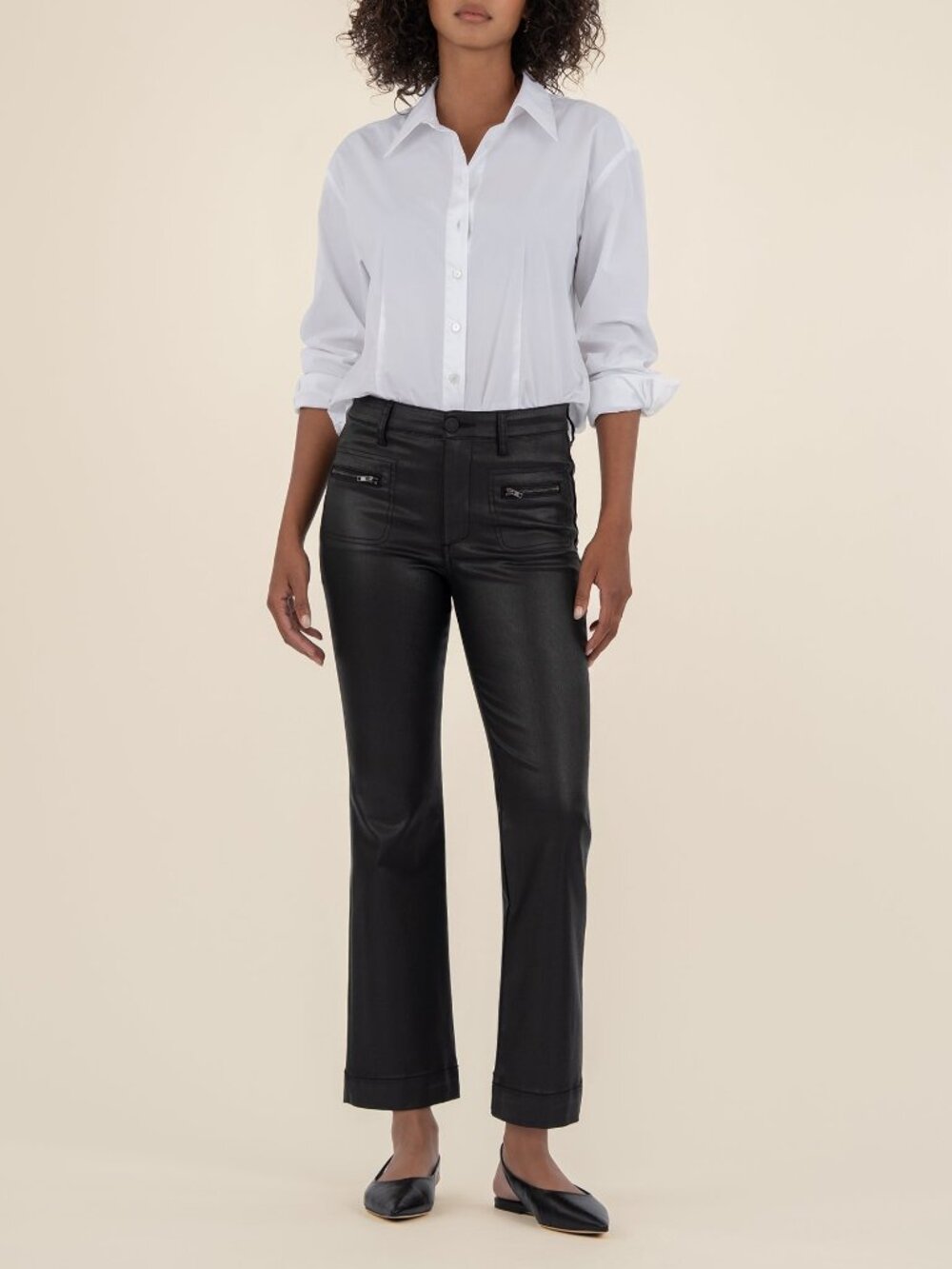 Kut from the Kloth Kelsey Coated High Rise Ankle Flare Size 6 / Black